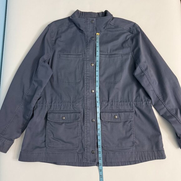 LL Bean Cotton Canvas Jacket Blue Gray Full Zip 4 Pockets Size XL - Picture 6 of 11